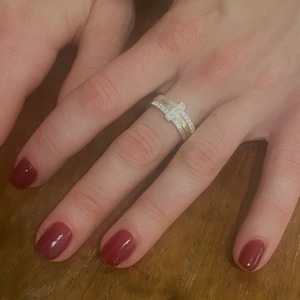 Stackable Look Sterling Silver, Gold and Cubic Zirconia Stacked Ring. handmade Israeli Jewelry. Dainty Ring. Gift for Her