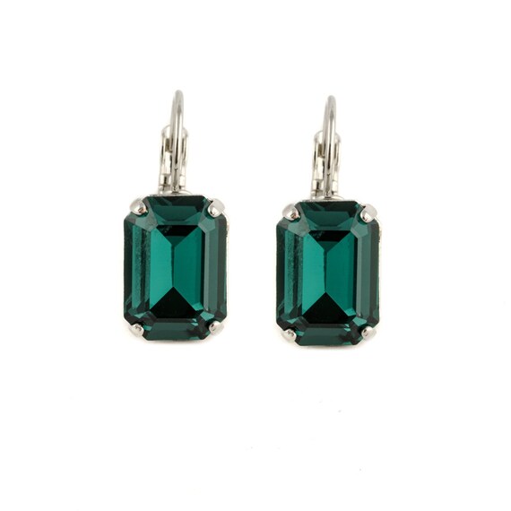 Green swarovski deals crystal earrings