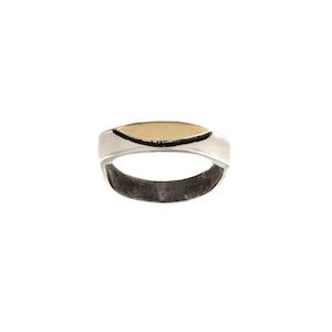Handmade Israeli Ring. Dainty Sterling Silver and Gold Ring. Stackable Style Band.  Minimalist Design. Gift for Her