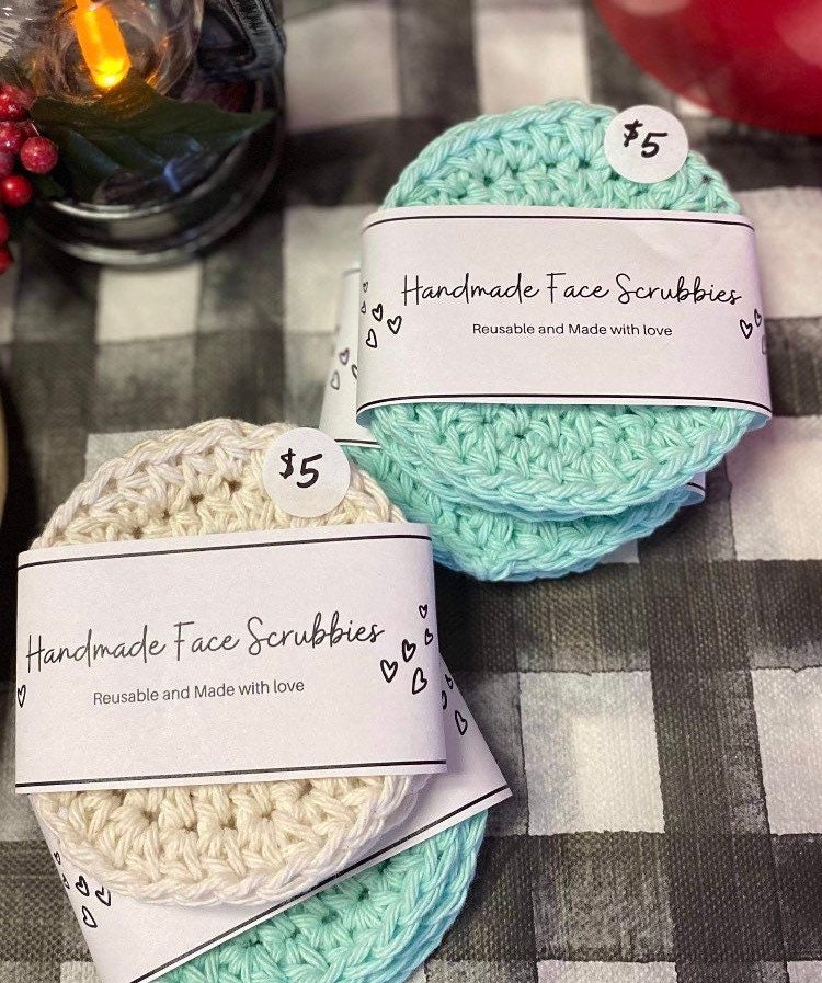 Face scrubbies handmade crocheted reusable mint green eco Etsy