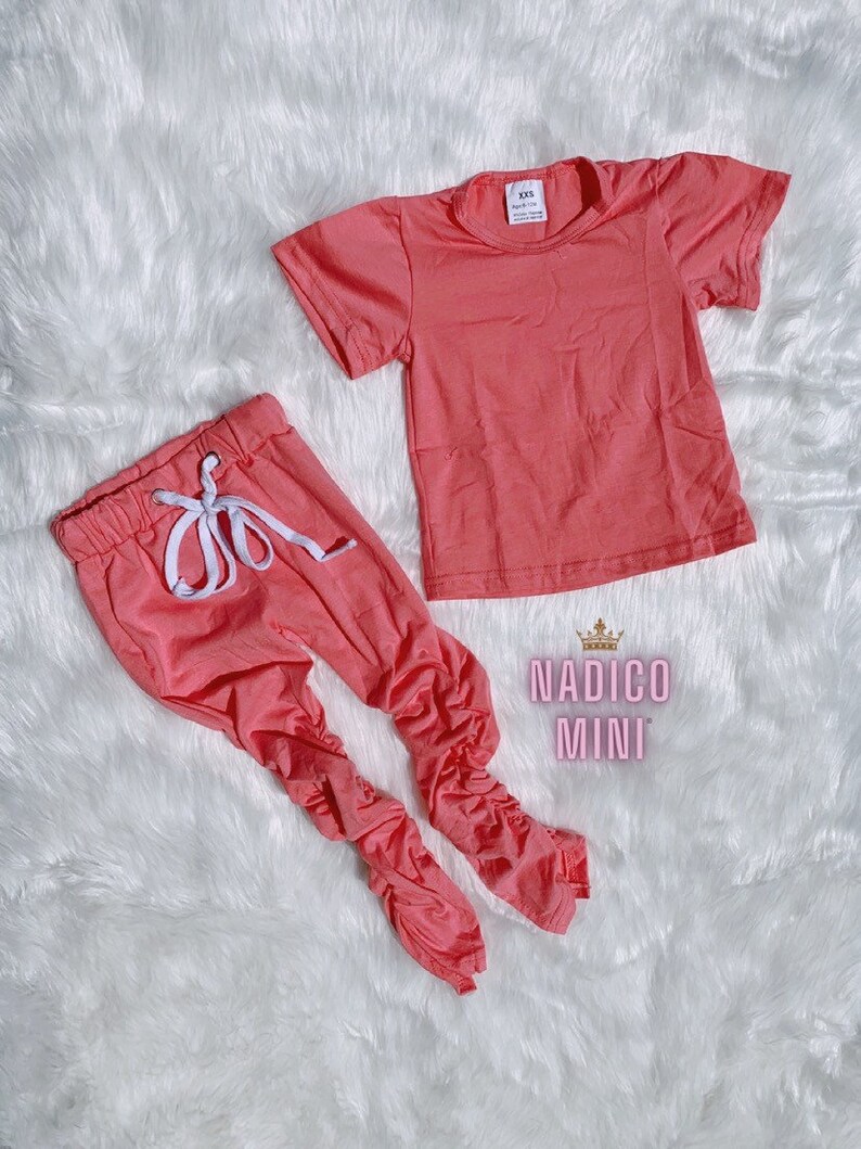 Stacked Pants Set With Matching Tshirt Baby & Kids Girl Etsy