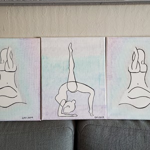 Yoga Pose set of 3 Canvases