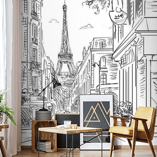 Wall Mural Paris Skyscape Peel and Stick Repositionable Etsy