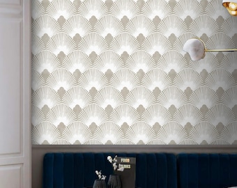 Abanicos de papel tapiz Art Decó, despegables y pegables, o papel tapiz tradicional no tejido de lujo.