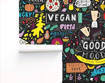 Food Wallpaper Mural: Peel & Stick Kitchen Cafe Decor