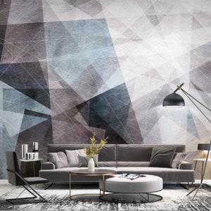 Abstract geometric wallpaper mural Peel and stick removable or Traditional wall paper Accent Wall