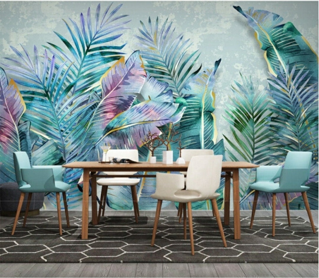 Tropical Wallpaper Mural Palm Leaves Peel and Stick Removable - Etsy