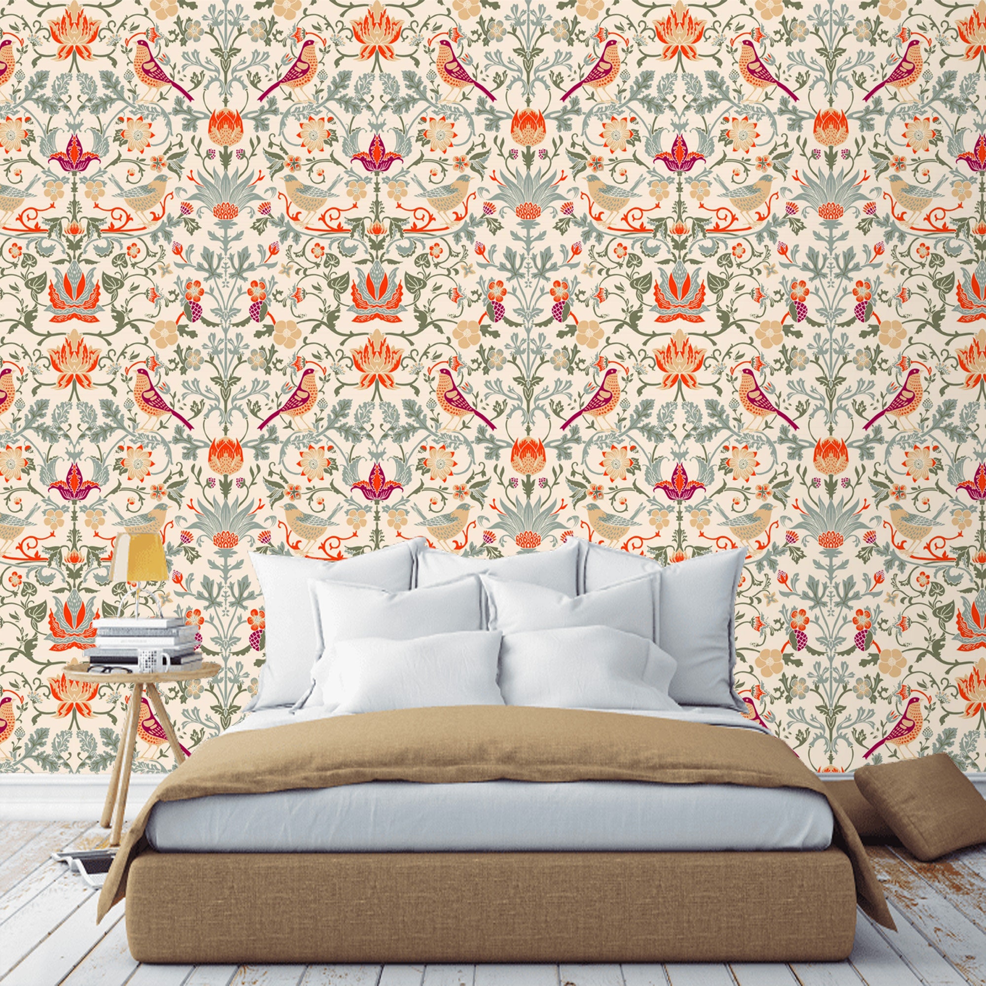 Wallpaper Birds Peel and Stick Removable Wall Paper Vintage | Etsy