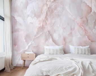 Blush Pink Marble Wallpaper Mural: Peel and Stick Accent Wall