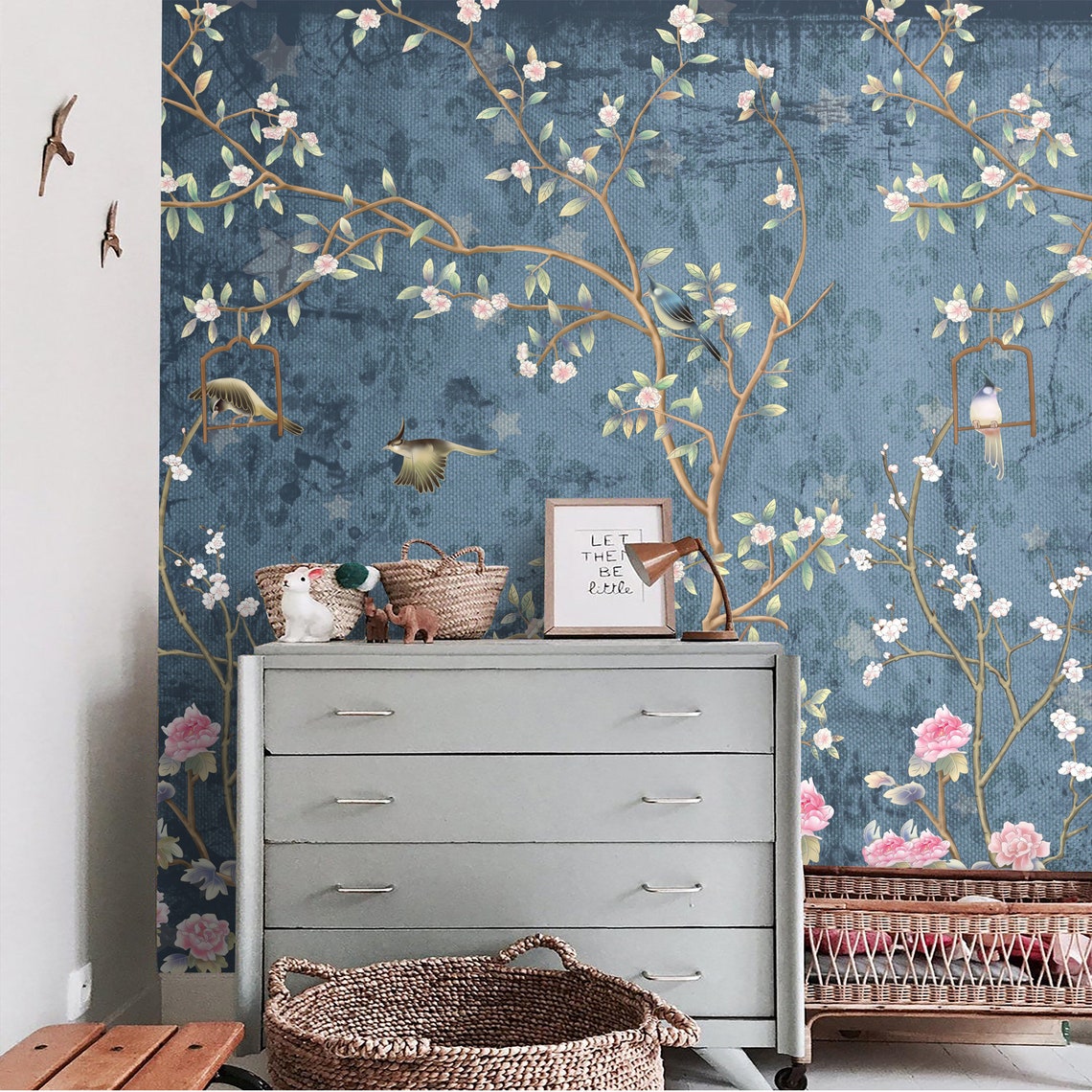 Chinoiserie Wallpaper Mural Peel and Stick Removable Wall | Etsy