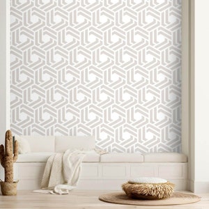 Geometric wallpaper hexagon Peel and stick removable or Traditional wallpaper minimalist
