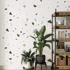 Minimalist wallpaper terrazzo modern decor Peel and stick removable or Traditional accent wallpaper