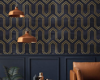Art Deco Black and Gold Wallpaper: Geometric Peel and Stick or Traditional