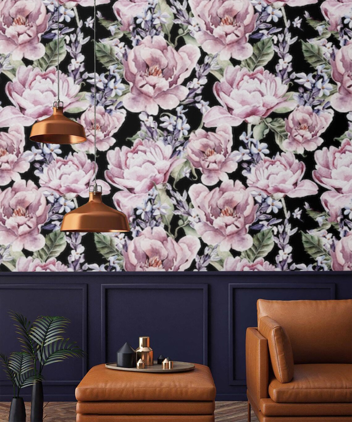 Dark Floral Wallpaper Vintage Peel and Stick Wall Paper Black Etsy Canada