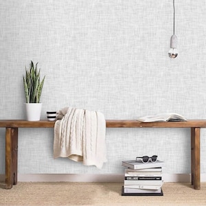 Gray Linen Look Wallpaper: Peel and Stick or Traditional Textured