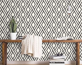 Wallpaper geometric minimalist wall paper Peel and stick removable or Traditional accent wallpaper