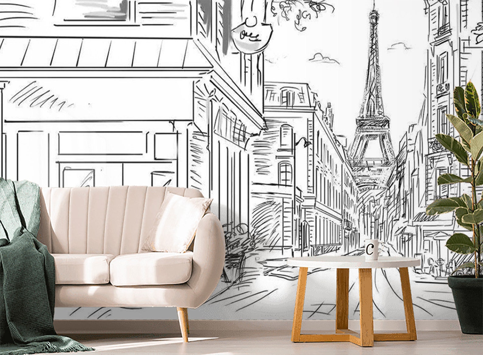Peel and Stick Paris Wall Mural Eiffel Tower Wallpaper Mural Etsy