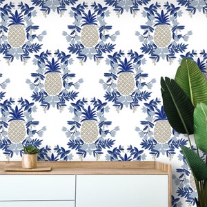Wallpaper fruits pineapple Peel and stick removable or Traditional accent wallpaper