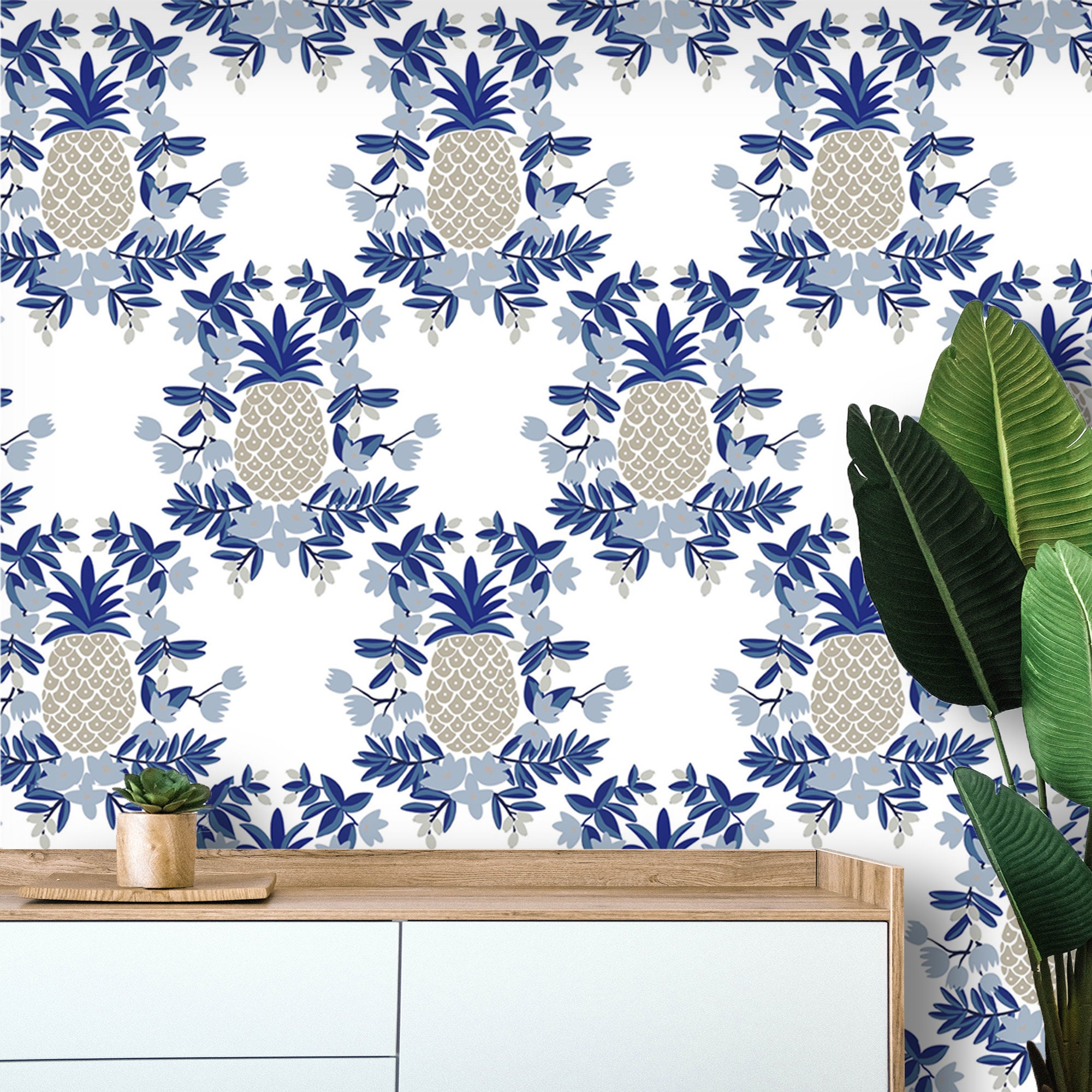 Wallpaper Fruits Peel and Stick Pineapple Wall Paper Self | Etsy