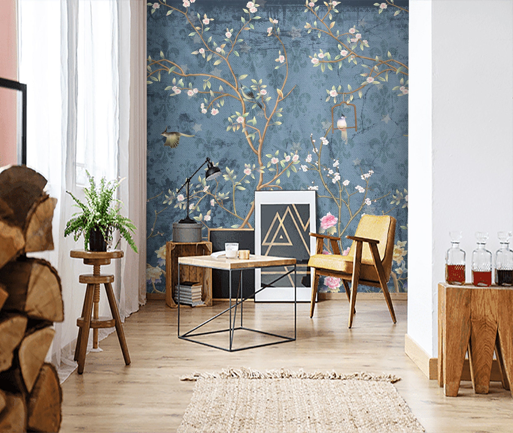 Chinoiserie Wallpaper Mural Peel and Stick Removable Wall Etsy Australia