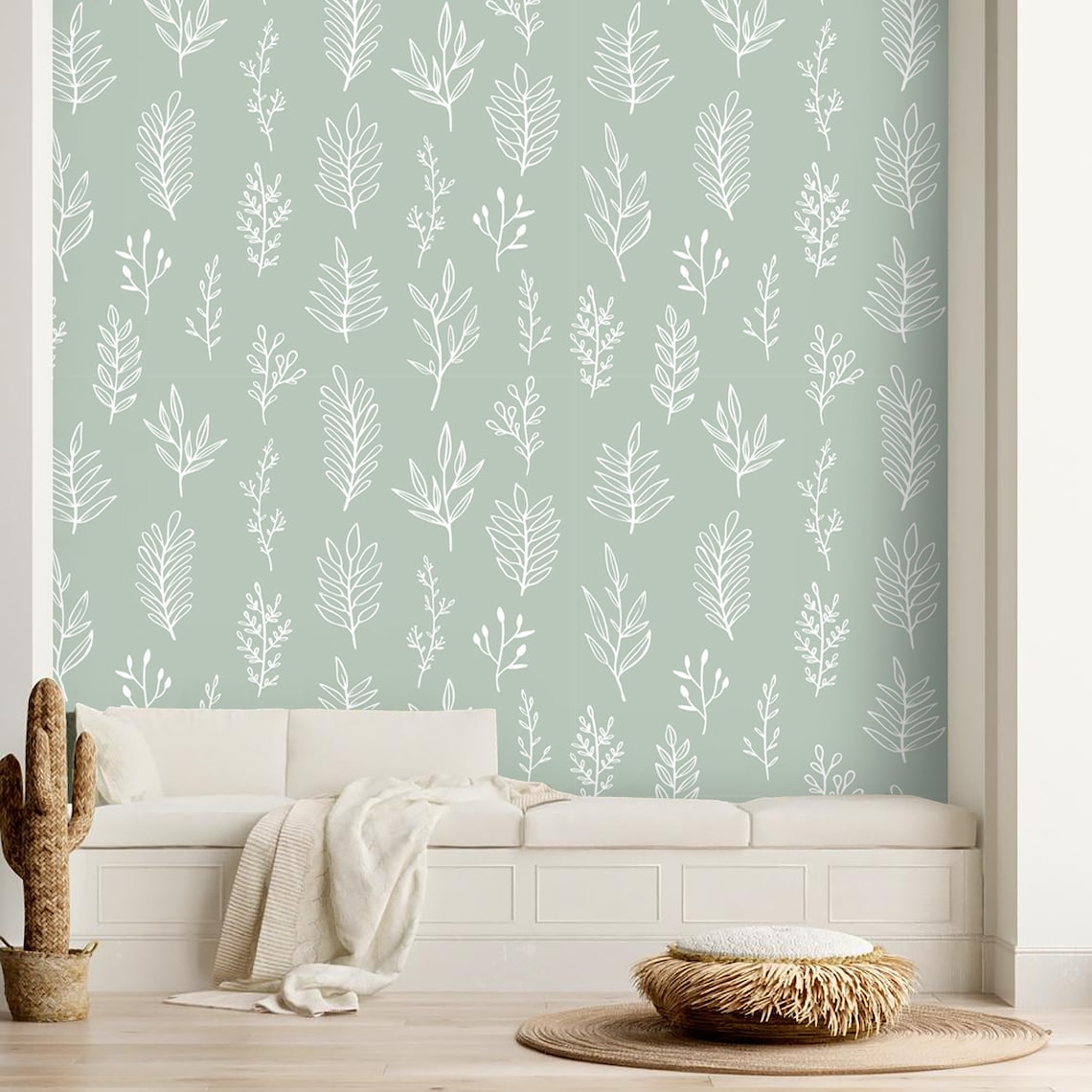 Sage Green Wallpaper Peel and Stick Removable Wall Paper | Etsy