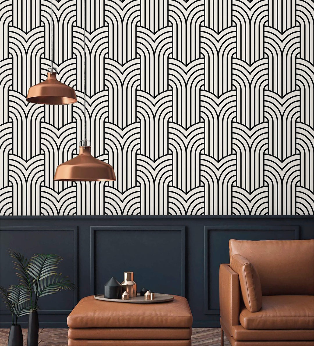 Geometric Wallpaper Art Deco Peel and Stick Removable or Traditional ...
