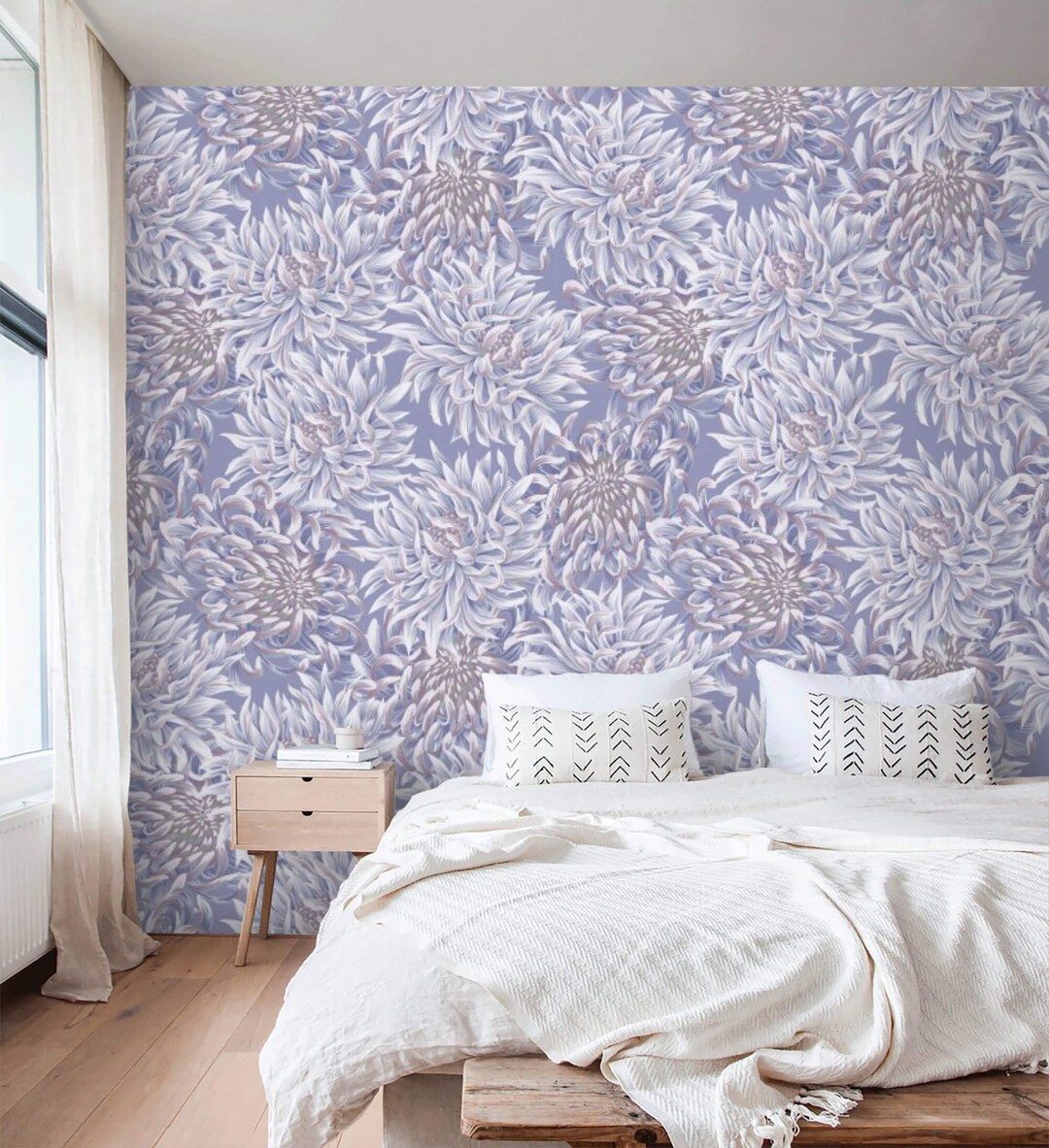 Pastel Floral Wallpaper Lilac Flowers Peel and Stick Removable or ...