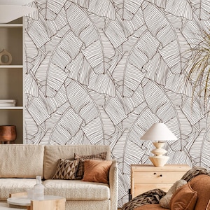 Tropical Banana Leaf Wallpaper: Peel and Stick or Traditional Palm Accent Wall