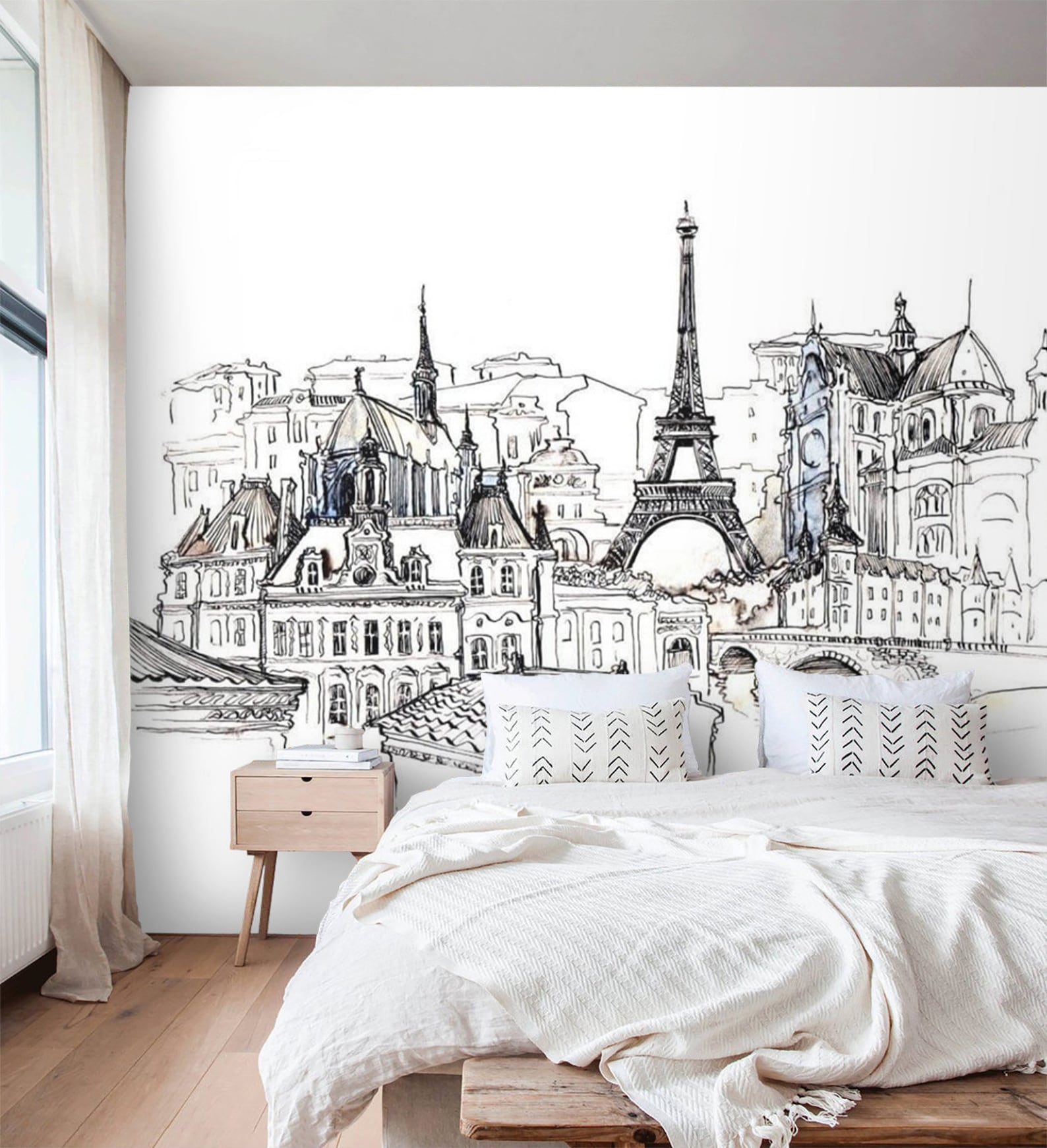 Peel and Stick Paris Wall Mural Eiffel Tower Wallpaper Mural Etsy