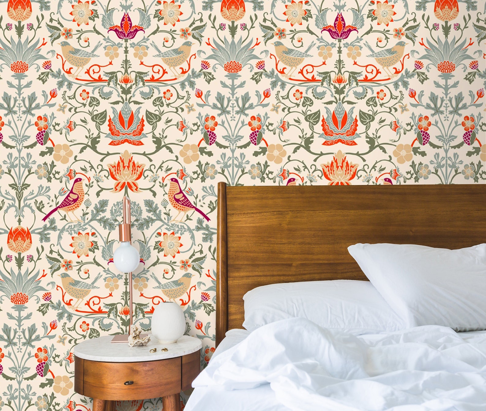 Wallpaper Birds Peel and Stick Removable Wall Paper Vintage | Etsy