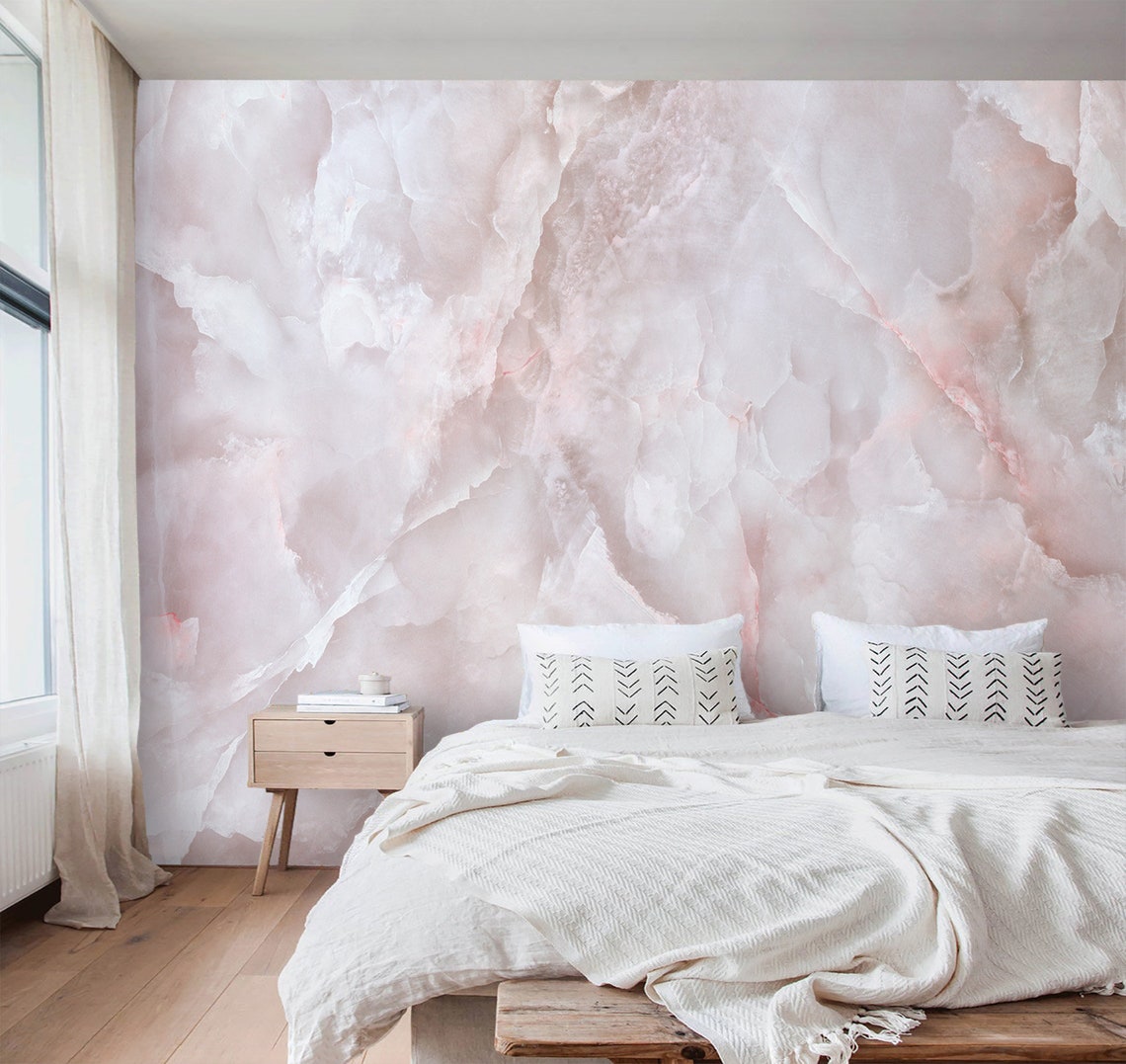 Marble Wallpaper Art Wall Mural Blush Pink Neutral Peel and - Etsy