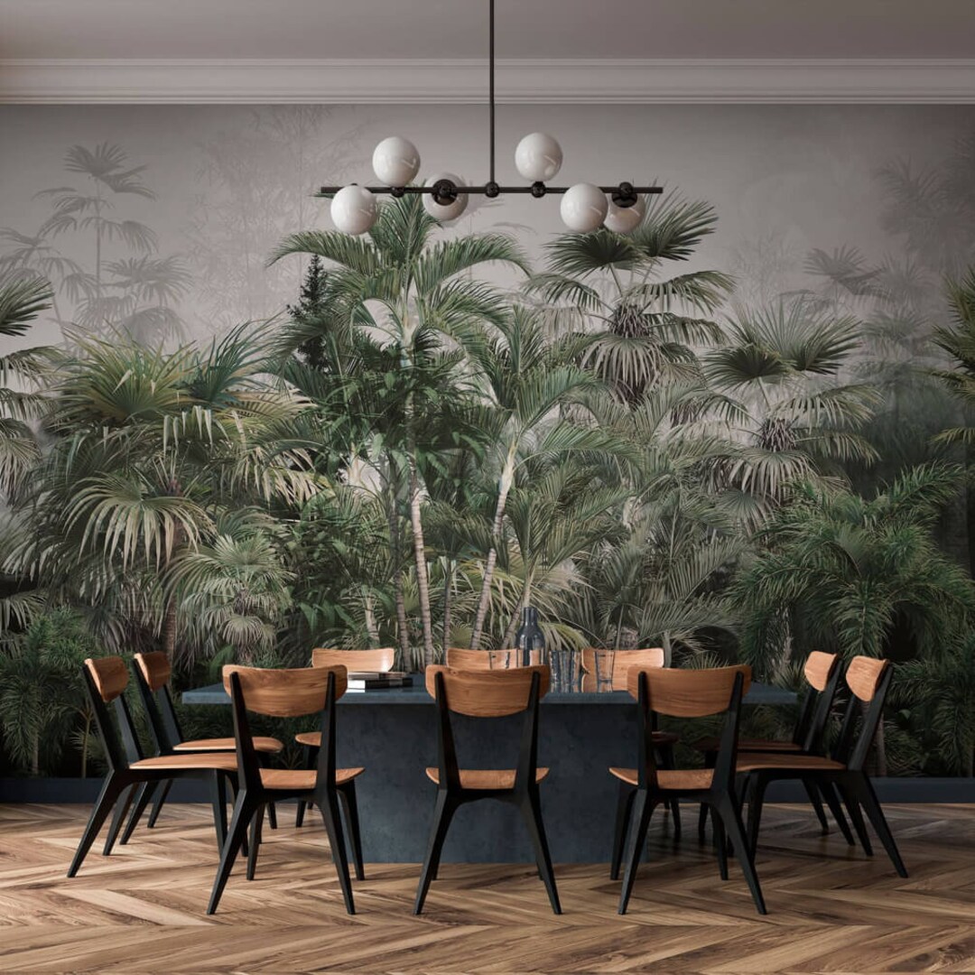 Dark Tropical Wall Mural Jungles Peel and Stick Removable or ...
