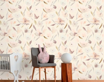 Papel pintado floral en acuarela pastel: autoadhesivo o tradicional.