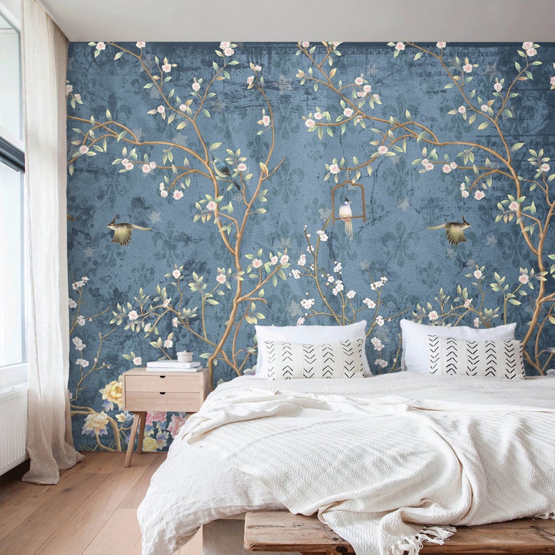 Chinoiserie Wallpaper Mural Peel and Stick Removable Wall - Etsy