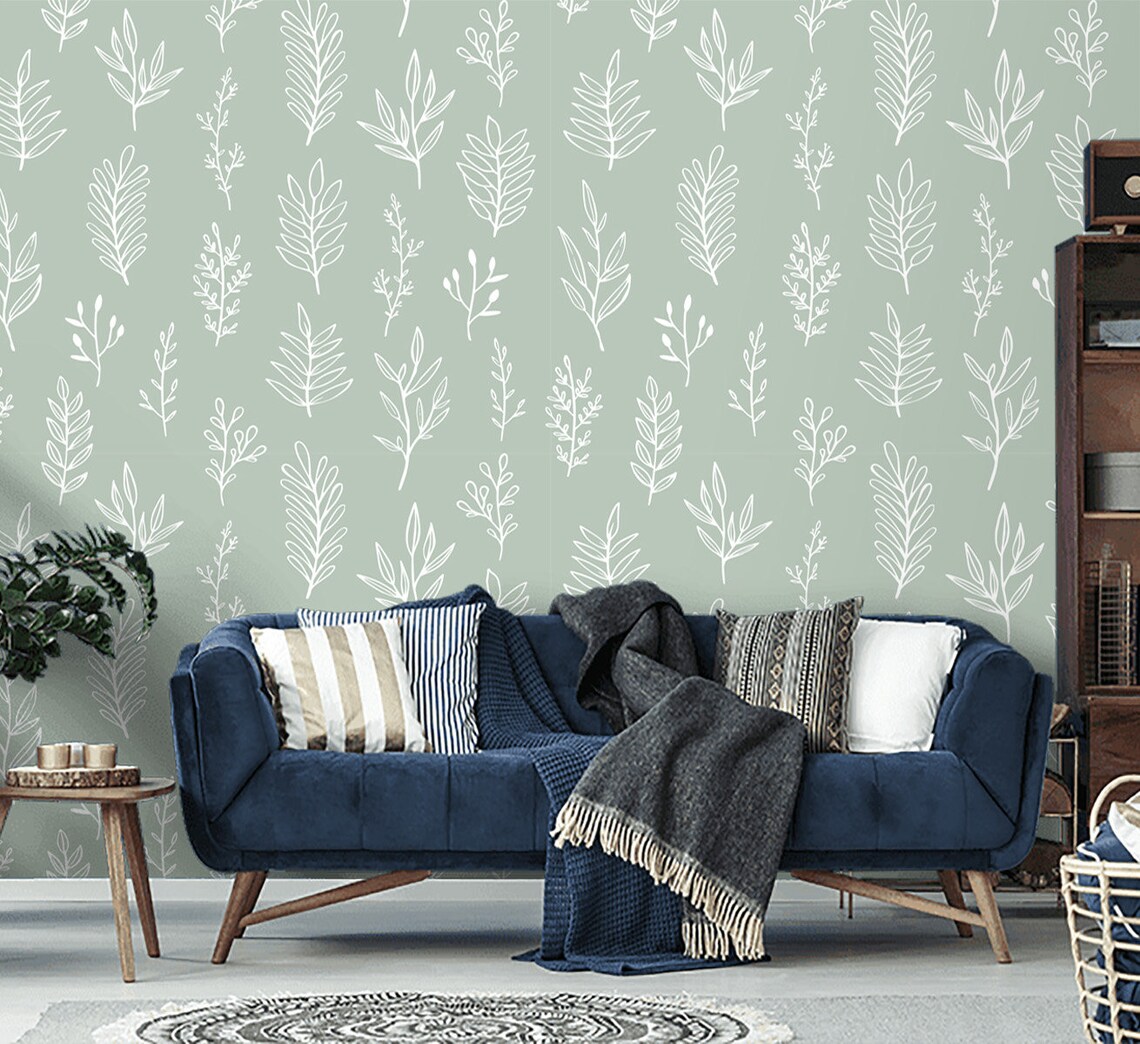 Sage Green Wallpaper Peel and Stick Removable Wall Paper | Etsy