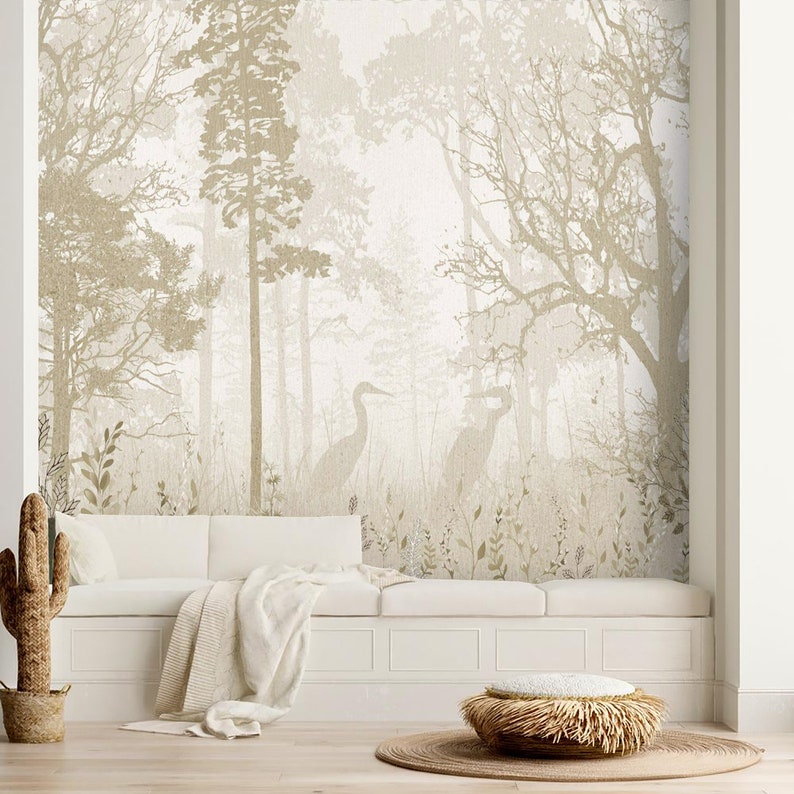Landscape Wallpaper Foggy Forest Wall Mural Peel and Stick | Etsy