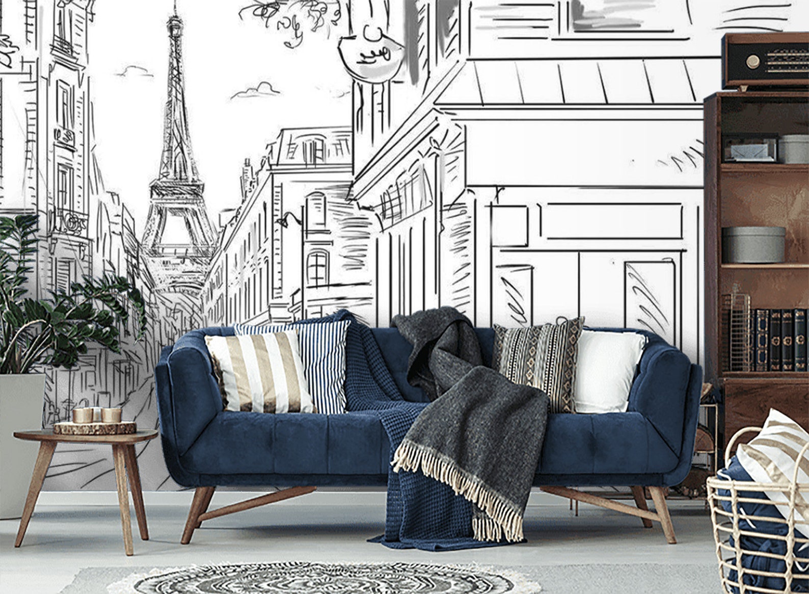 Peel and Stick Paris Wall Mural Eiffel Tower Wallpaper Mural Etsy