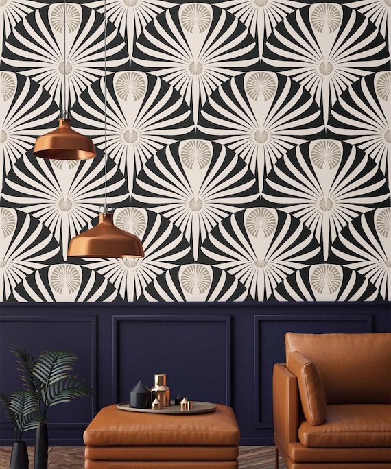 Wallpaper Art Deco Peel and Stickor Traditional Modern Wall Etsy