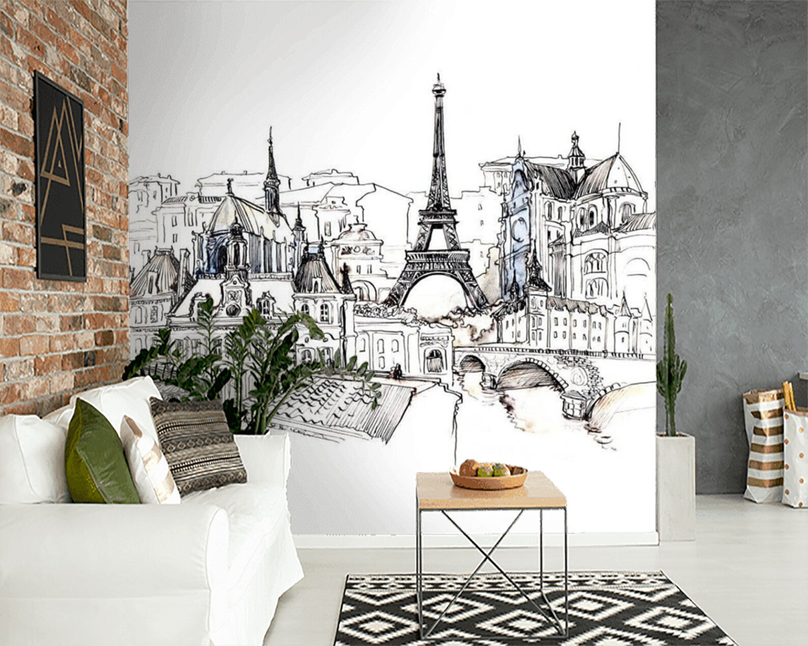 Peel and Stick Paris Wall Mural Eiffel Tower Wallpaper Mural Etsy