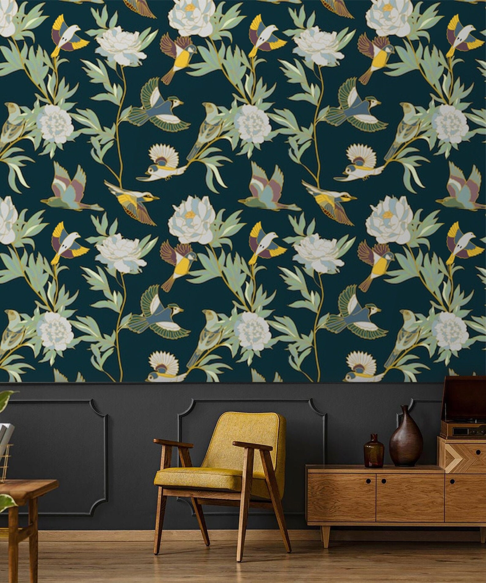 Wallpaper Birds Peel and Stick Wall Paper Removable Self Etsy