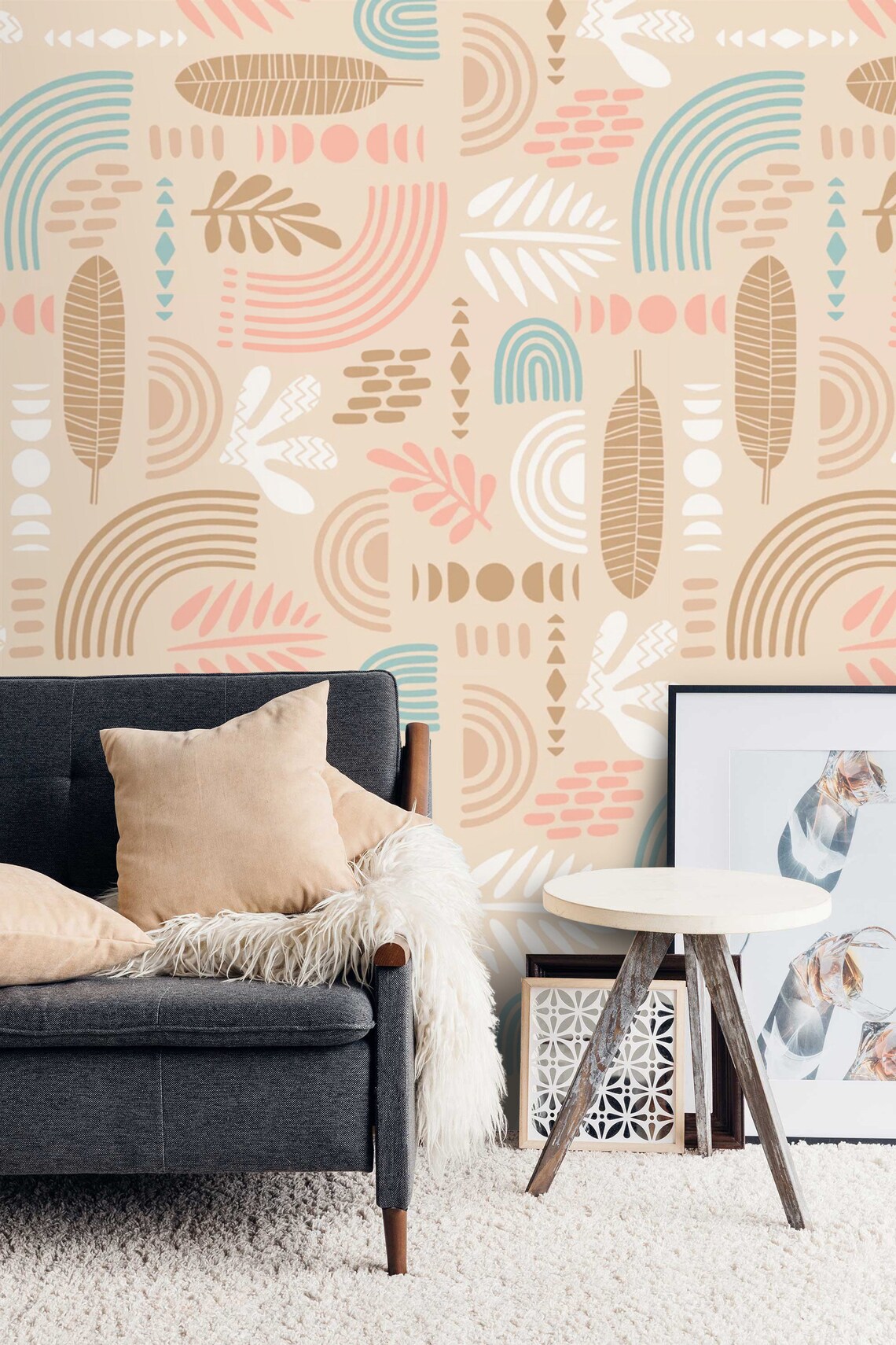 Wallpaper Abstract Geometric Peel and Stick or Traditional Etsy