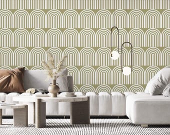 Arcos de papel pintado geométricos minimalistas, autoadhesivos y removibles o con textura tradicional.