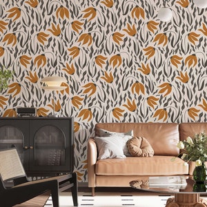 Floral Peel and Stick Wallpaper: Botanical Leaves, Removable Accent Wall