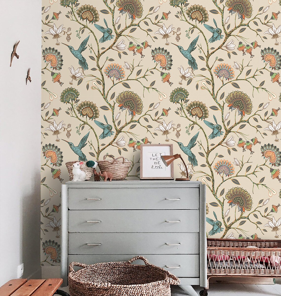 Chinoiserie Wallpaper Floral Birds Peel and Stick Removable Etsy