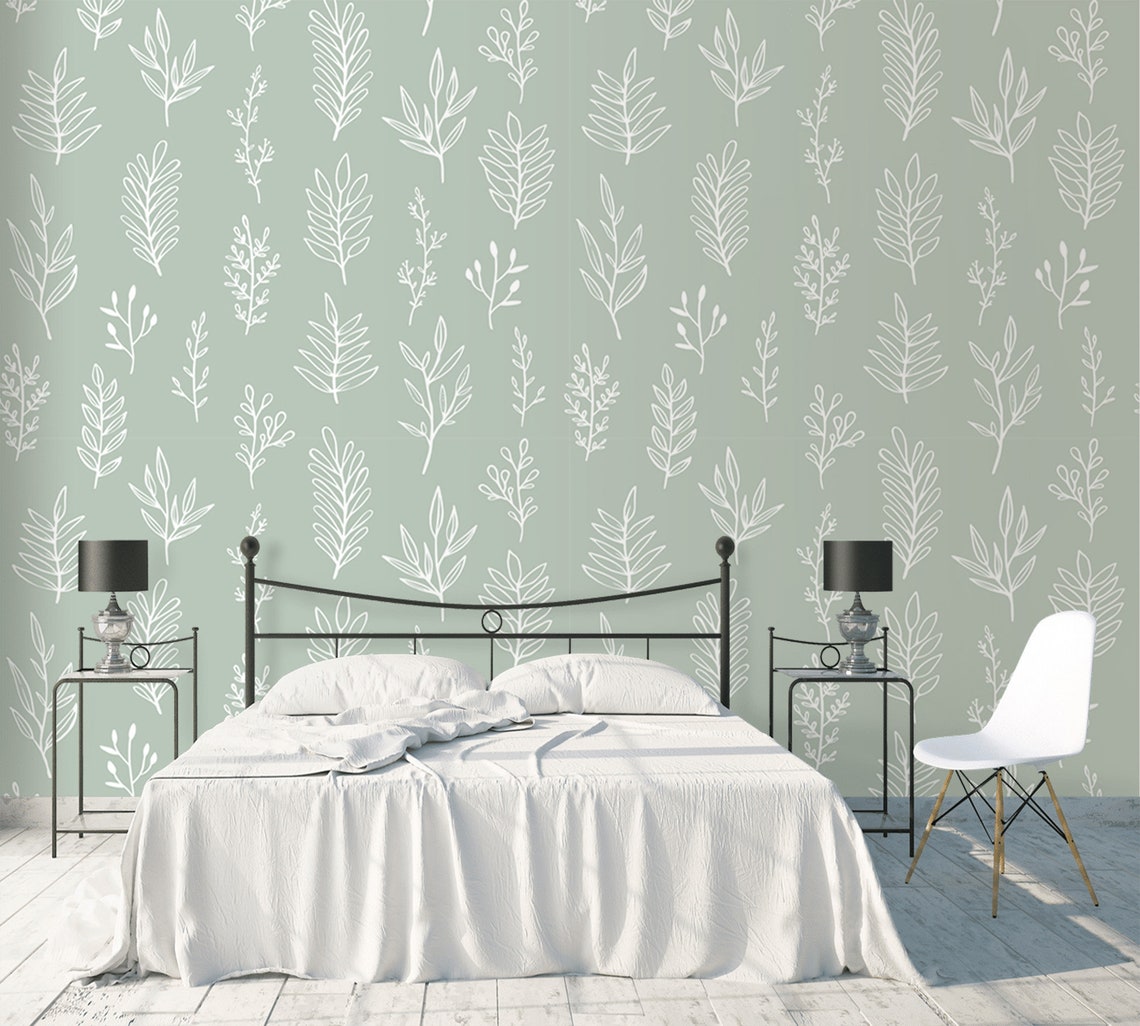 Sage Green Wallpaper Peel and Stick Removable Wall Paper | Etsy