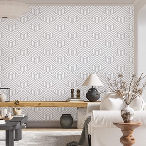 Minimalistisch geometrisch behang Peel and stick verwijderbaar of traditioneel structuurbehang neutraal