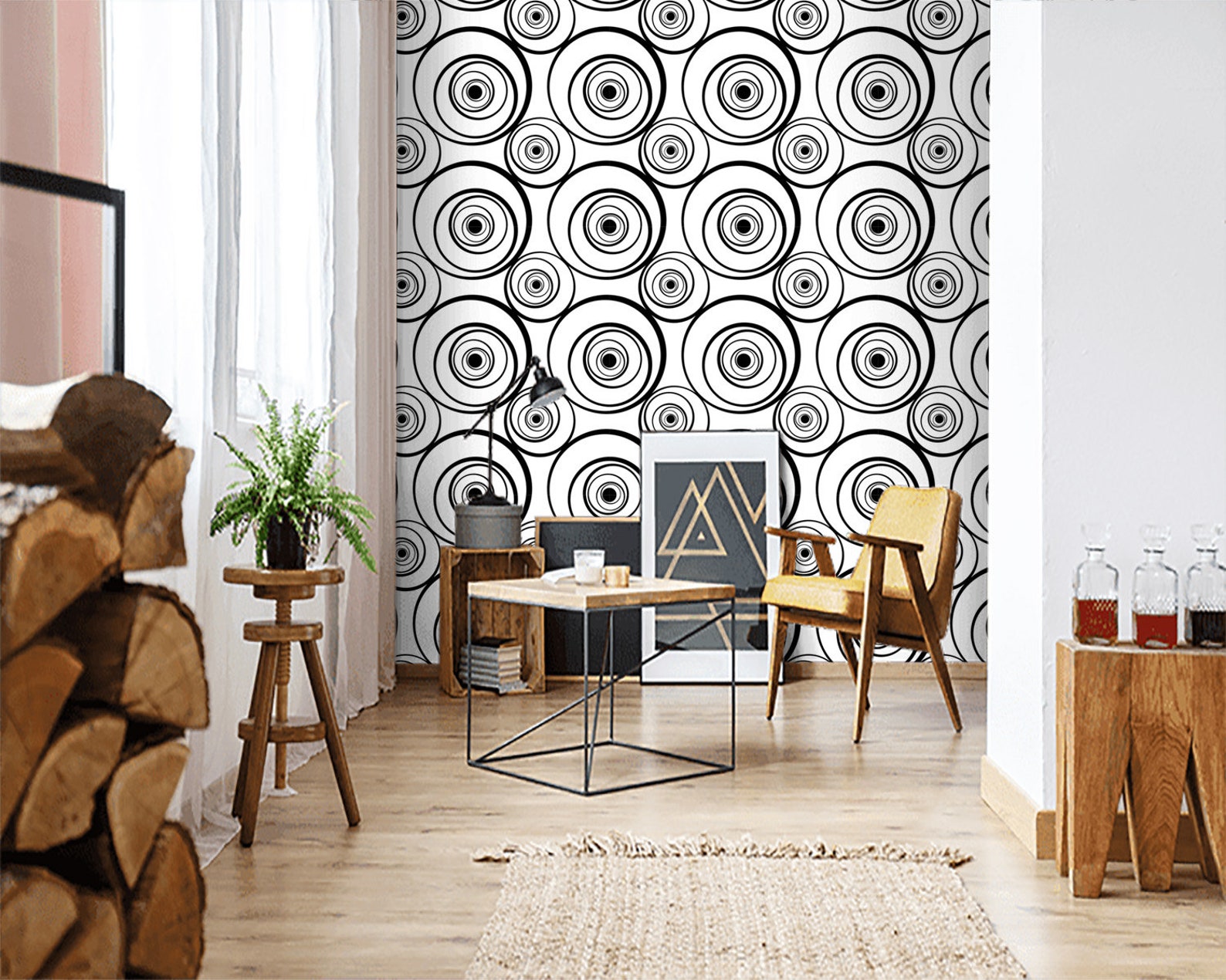 Wallpaper Black White Modern Removable Peel and Stick Wall | Etsy