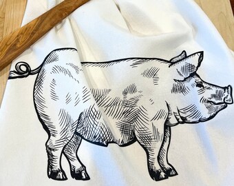 Pig Kitchen Towel | Housewarming Gift | Hostess Gift | Modern Design | Tea Towel Gift | Kitchen Decor | Mother's Day Gift