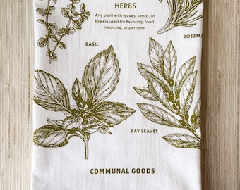 Herb Botanical Cotton Tea Towel | Oversized
