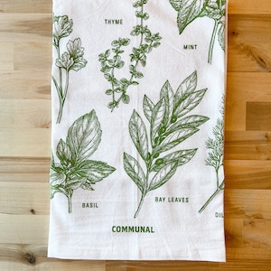 Herb Kitchen Towel | Housewarming Gift | Hostess Gift | Modern Design | Tea Towel Gift | Kitchen Decor | Herbs | Gift for Her